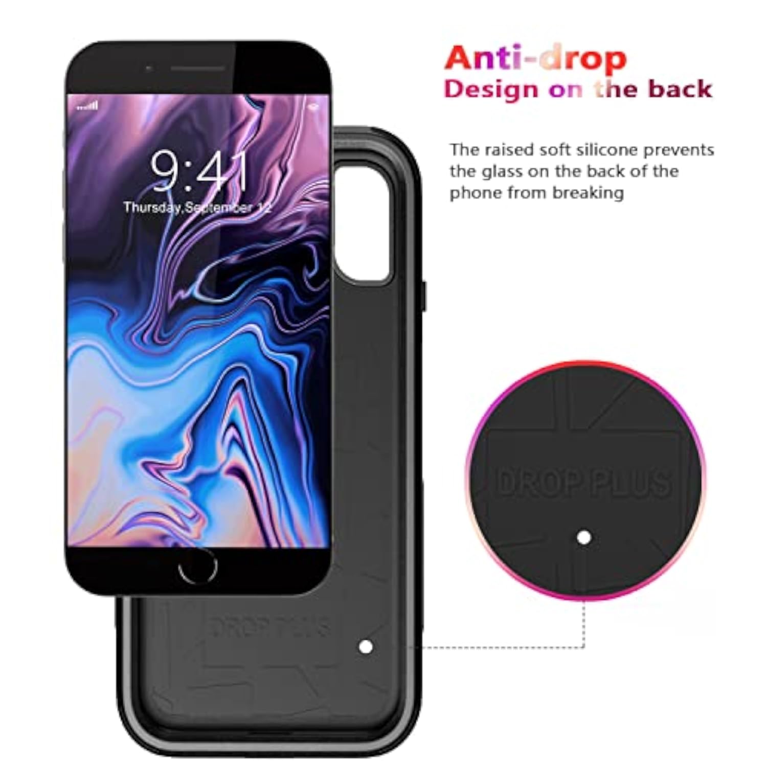 Heavy Duty Shockproof Phone Case for Apple iPhone 8 Plus and 7 Plus, Black