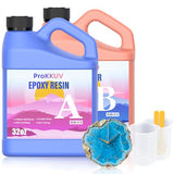 Epoxy Resin Kit, 64Oz Kit Crystal Clear Resin Epoxy, Bubble Free, No Yellowing, Uv Resistant, Food Safe With Foil Flakes, Sequin, Easy Mix 1:1 For Diy Crafts Jewelry Making(32Oz X 2)