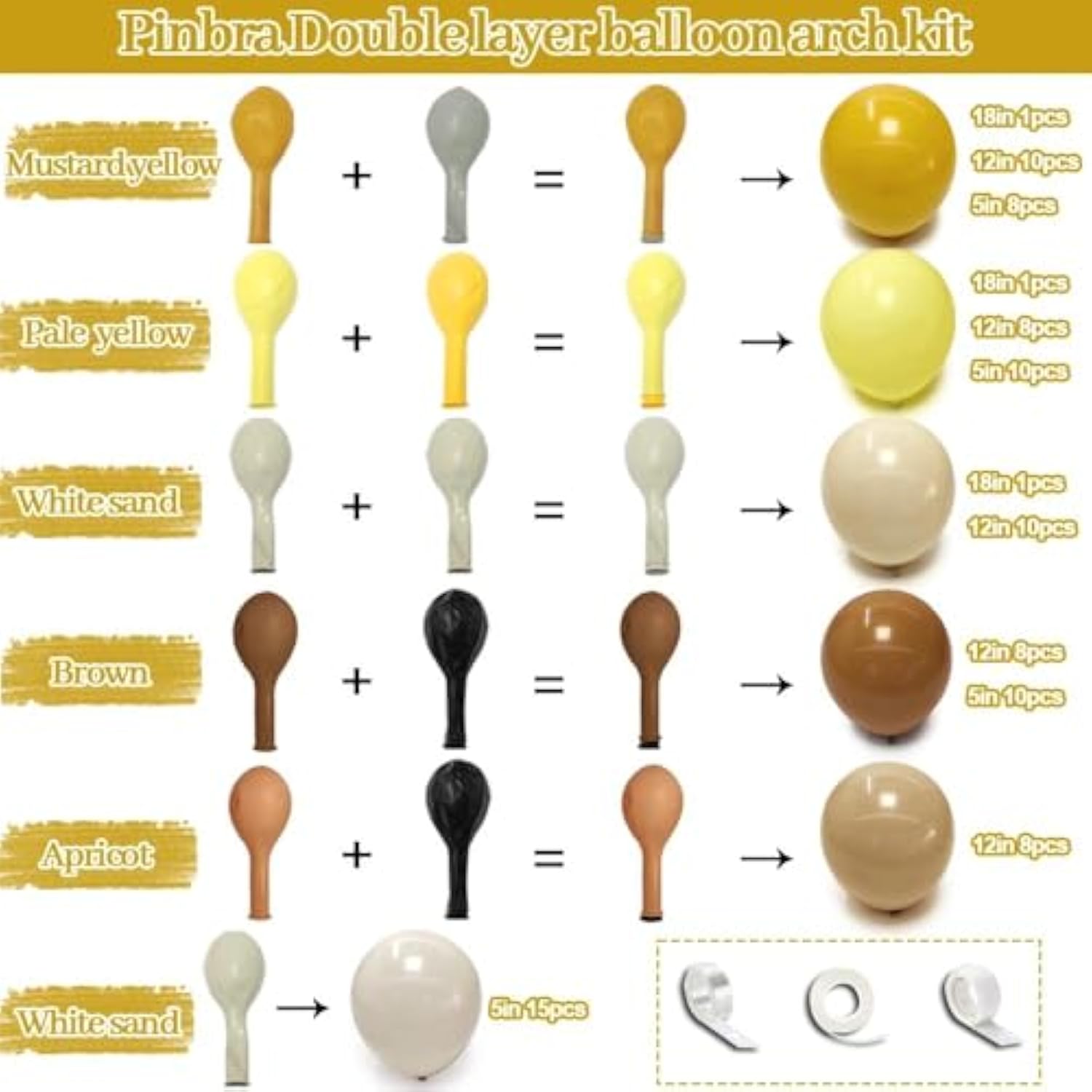 86Pcs Yellow Blush White Brown Balloon Arch Kit for Baby Shower & Party Decor