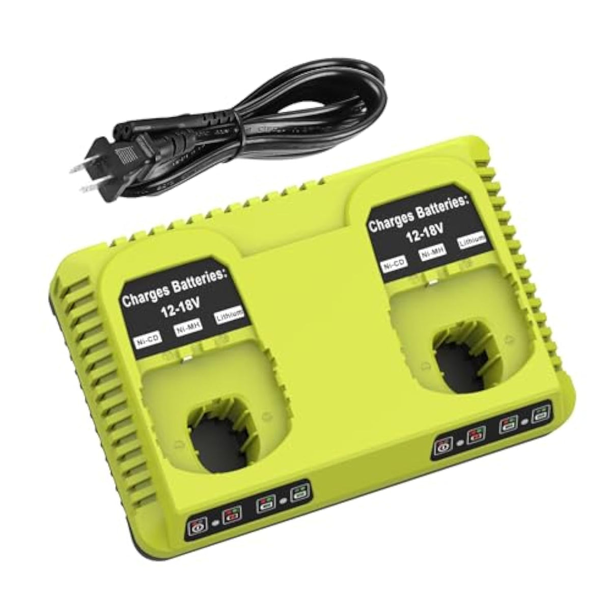 2Ports 18V Battery Charger P117 P118 Replacement For Ryobi 18Volt One+ Batteries Dual Port Charger Compatible With Ryobi 12V-18V Li-Ion & Nicad Nimh Battery P100 P102 P103 P105 P107 P108