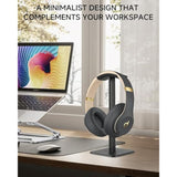 Headset Stand - Headphone Holder For Desk With Aluminum Hanger Compatible With All Over-Ear On-Ear Computer Xbox One Ps5 Ps4 Pc Game Telephone Headsets (Black)