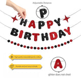 Red And Black Happy Birthday Banner Glitter Garland For Black And Red Decorations Happy Birthday Decorations For Women Men Boys Girls 25St 30St 40St 50Th 60St Party Decor