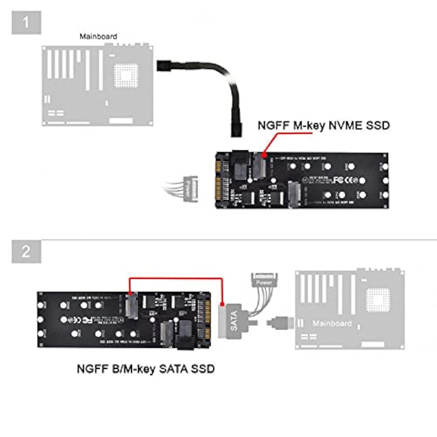 Cablecc SFF-8643 to U2 Kit NGFF M-Key to HD Mini SAS NVME PCIe SSD SATA Adapte