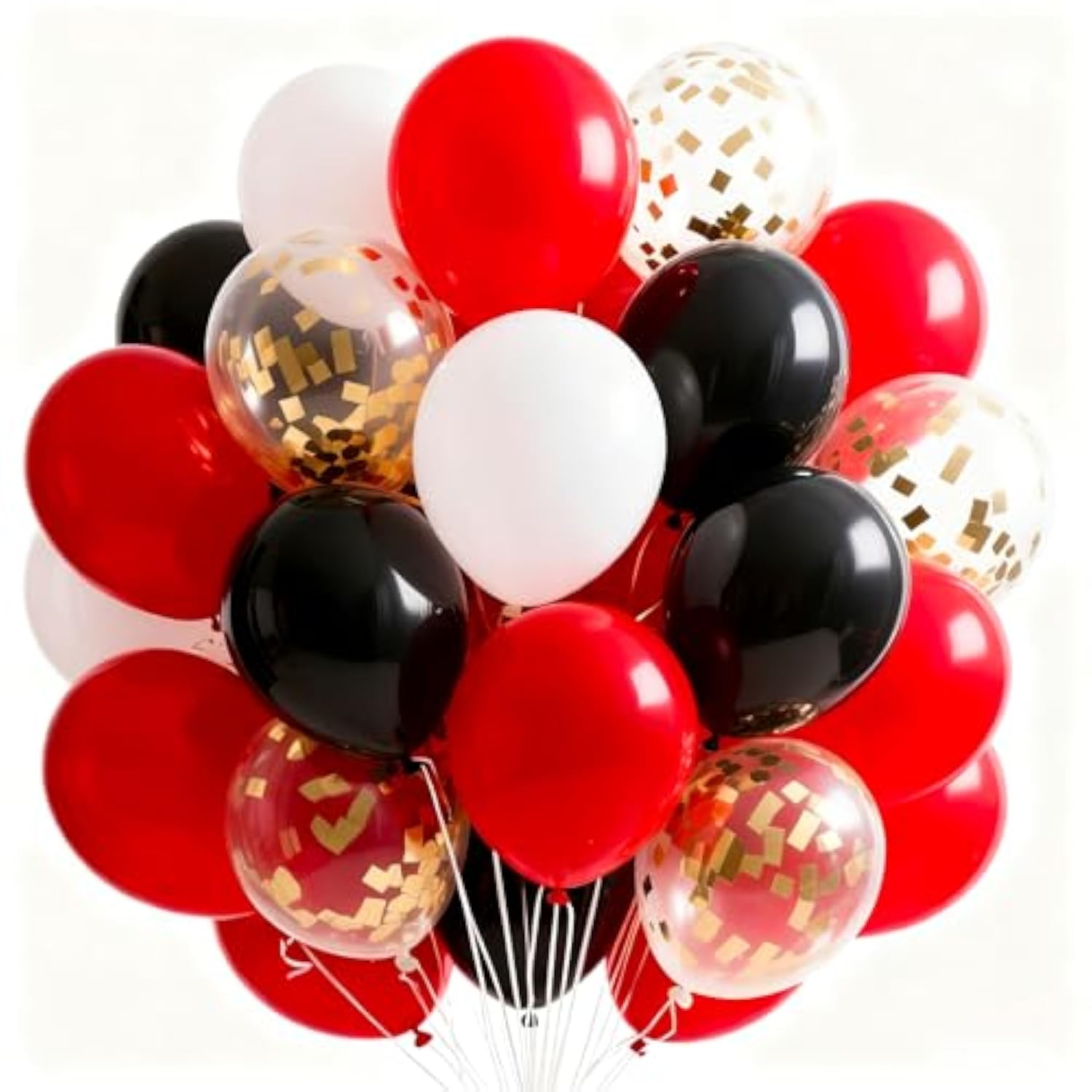 66 Pc Red Black White Confetti Balloons 12 Inch for Party and Celebration