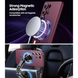 Burgundy Slim Soft Silicone Bumper for Samsung Galaxy S25 Ultra with MagSafe Compatibility and Built-in Camera Lens Protector