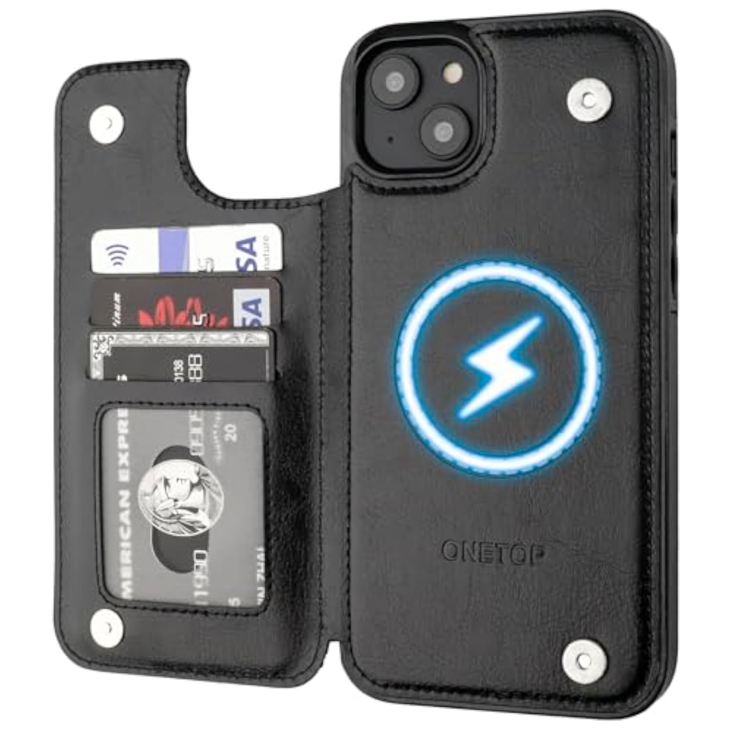 Magsafe Compatible Wallet Case for iPhone 14 Plus, Black