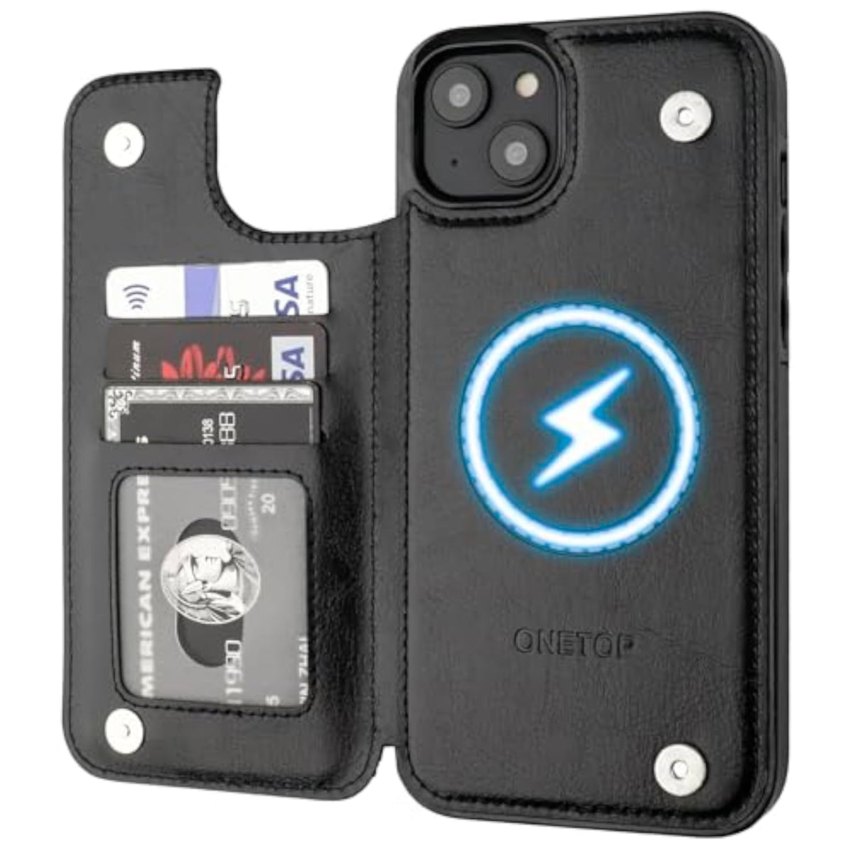 Magsafe Compatible Wallet Case for iPhone 14 Plus, Black
