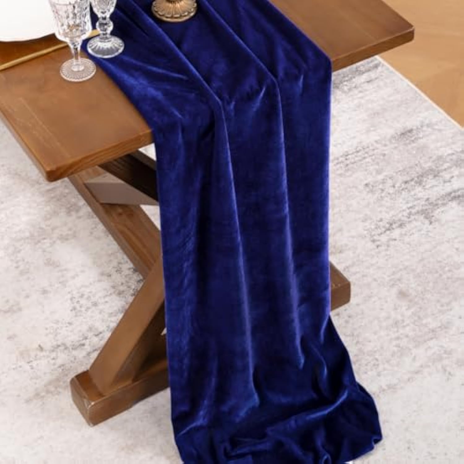 Royal Blue Velvet Table Runner Christmas Cloth Decor 20 X 120 Inches 10Ft Fabric Luxurious Thanksgiving Wedding Runner For New Year Bridal Shower