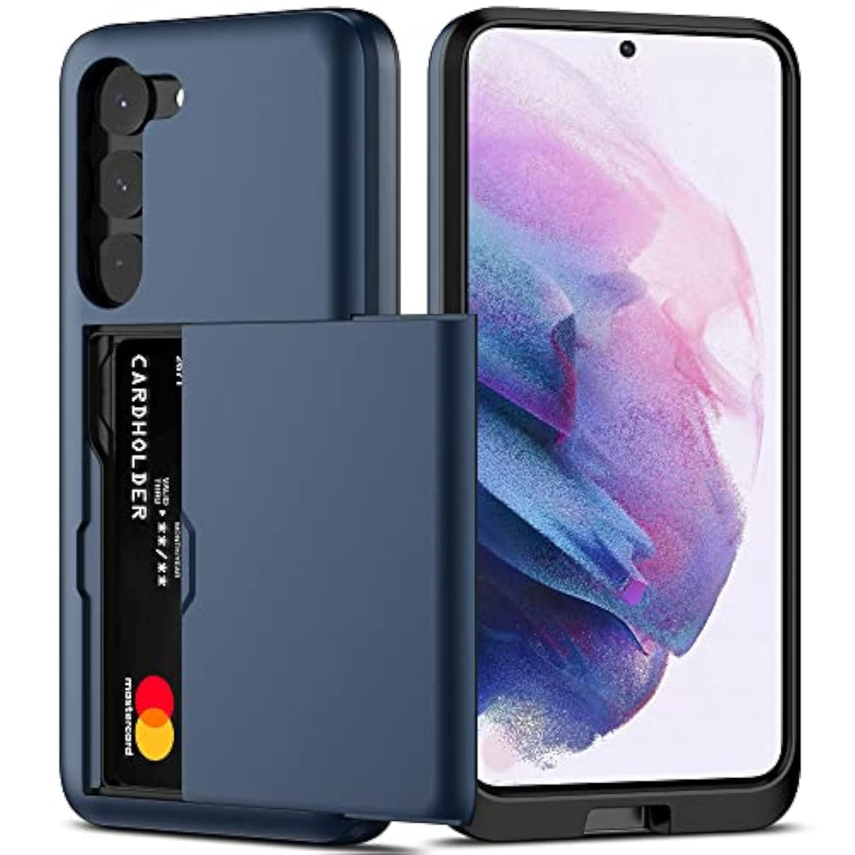 For Samsung S23 Case With Card Holder 5G 6.1 Inch Slim Dual Layer Heavy Duty Protective For Galaxy S23 Case Hidden Card Slot Wallet Case For Samsung S23(Blue)