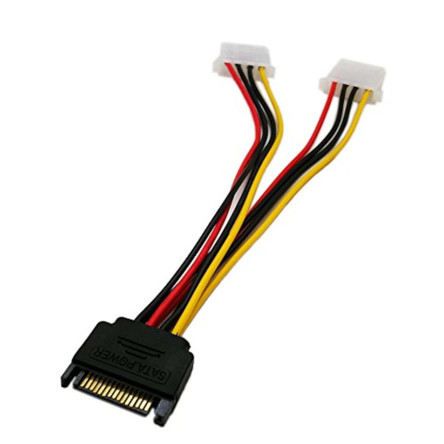 6 Inch Sata 15-Pin Male To Dual 4 Pin Molex Lp4 Female Ide Hard Drive Power Y-