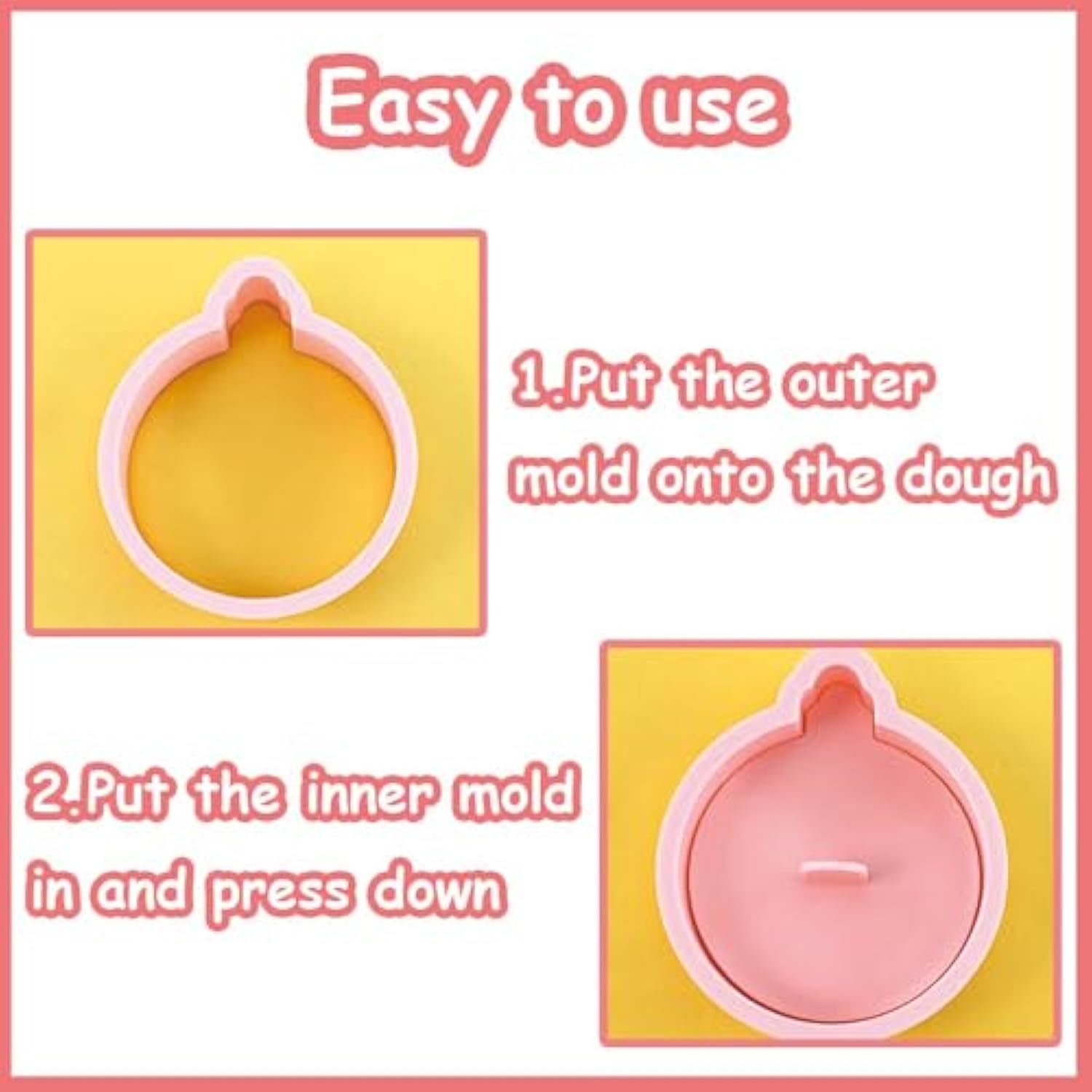 10 Piece Mini Christmas Ornament Cookie Cutters, 3D Raised Design Cookie Stamps, Mini Round Ornament Baking Molds(Ornament)