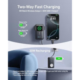 Anker MagGo Power Bank for Apple Watch, Officially Certified 10,000mAh Compact Battery Pack with Built-in USB-C Cable, 35W Max, for iPhone 15 Series, Samsung, iPad, AirPods, and More(Black)