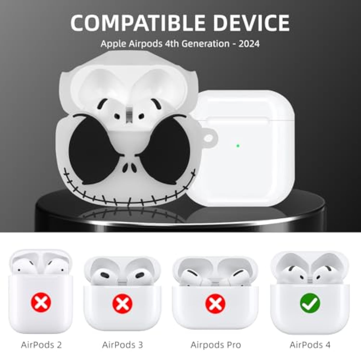 For Airpods 4 Case Cover With Cleaner Kit And Cute Panda Keychain, Glow In The Dark Skull Case For Apple Airpods 4Th Generation, Funny Anime Soft Silicone Airpod 4 Gen Cases For Women Men