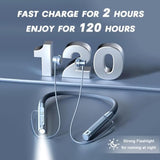 Neckband Bluetooth Headphones Wireless Earbuds With Microphone Flashlight Arou