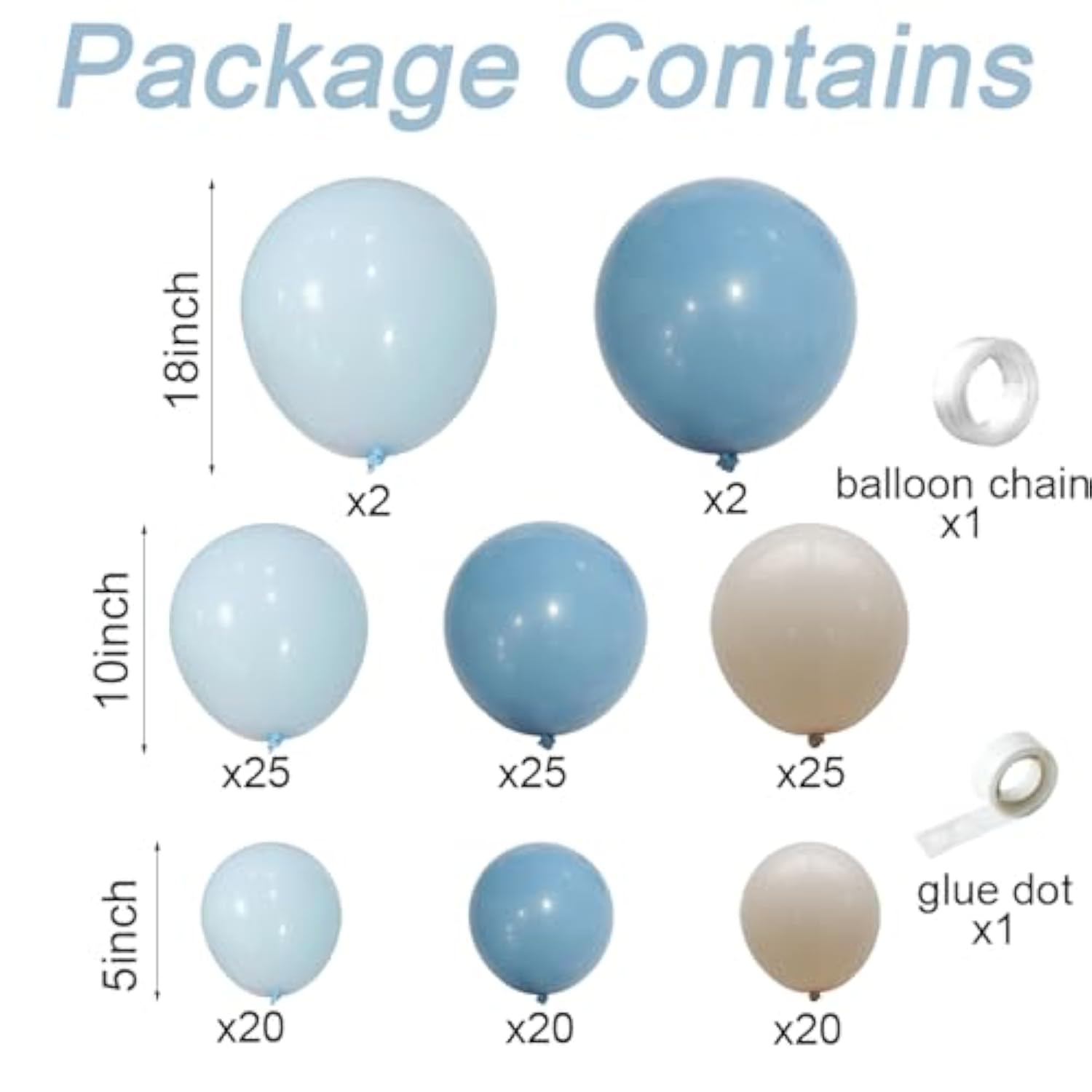 Dusty Blue White Sand Balloon Arch Kit 141pcs Boy Girl Baby Shower Gender Reveal