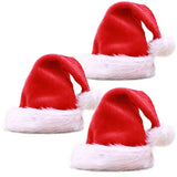 3 Pack Plush Christmas Santa Hats Xmas Holiday Hats For Adult Unisex Christmas Headwear Party Favor Supplies