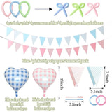 Pastel Balloon Arch Kit Double Stuffed Light Pink Blue Yellow Green Balloon Garland Gingham Heart Foil Balloons Striped Pennant Banner For Easter Baby Shower Birthday Gender Reveal Party Decorations
