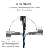 Iphone Charger Lightning Cord 3Pack 1Ft 3Ft 6Ft Right Angle Mfi Certified Cable Braided Usb Charging Wire High Speed Black