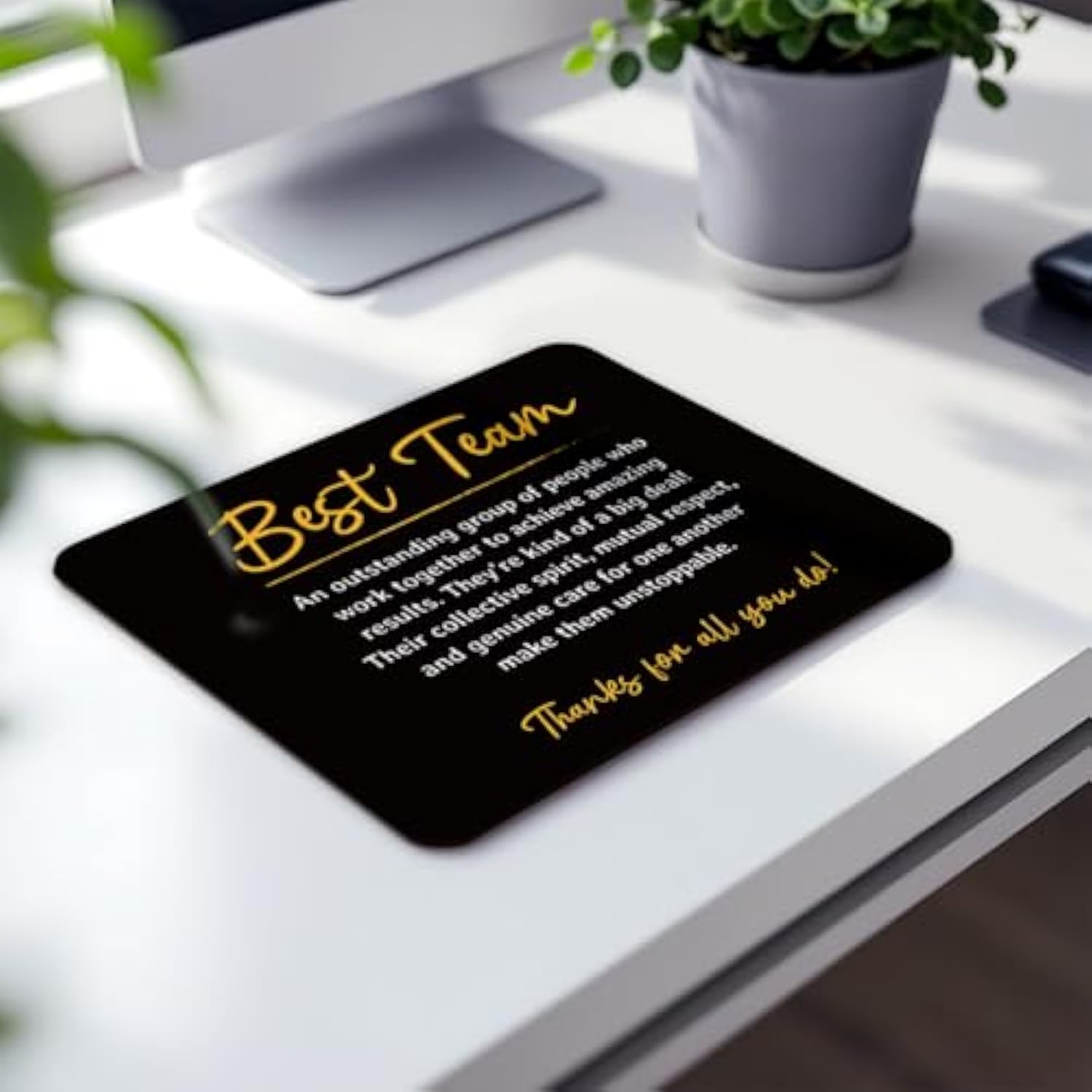 Best Team Definition Black Square Mousepads,Inspirational Mouse Pads For Desk Home Office Gaming Working,Non-Slip Rubber Base Mousepad Gaming Mouse Pads,9.5X7.9 Inches