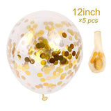 Light Blue Birthday Banner & 5 Gold Confetti Balloons – Party Decoration Set