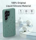 for  Galaxy S26 Ultra Case Compatible with MagSafe, Engraved Floral Liquid Silicone Design Thin Slim Grip Soft Shock Proof Phone Case for