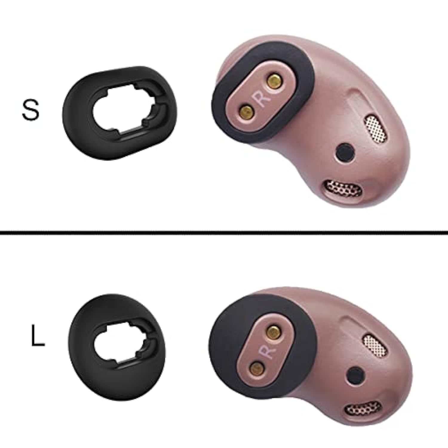 Galaxy Buds Live Ear Tips Replacement Buds Live Ear Wing Tips Silicone Earbuds Cover Skin Cap Ear Tips For Samsung Galaxy Buds Live Case Cover Anti-Slip Fit In Charging Case(Black+Black)