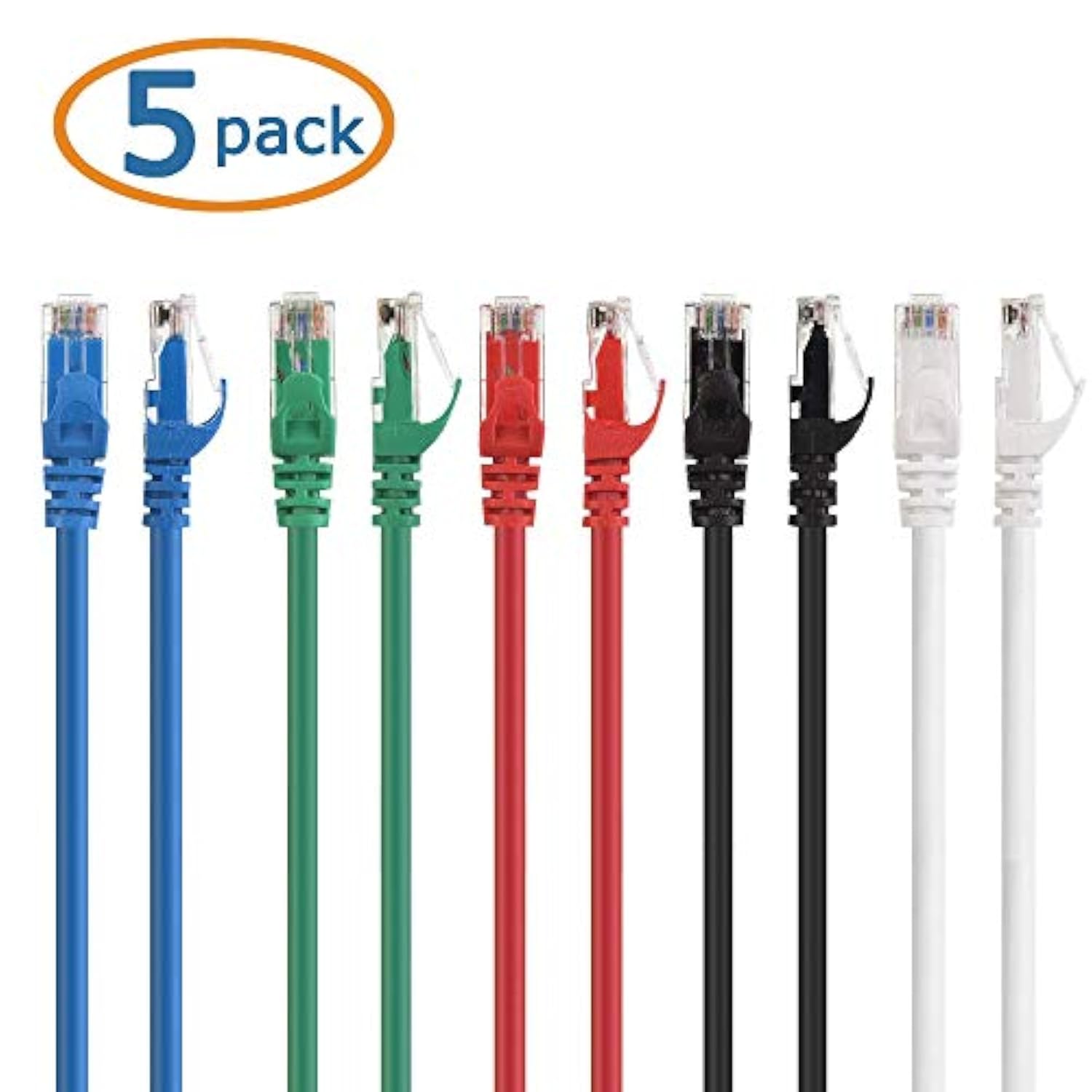 Cable Matters 5-Color Combo Snagless Short Cat6 Ethernet Cable 5 ft & USB 3.1