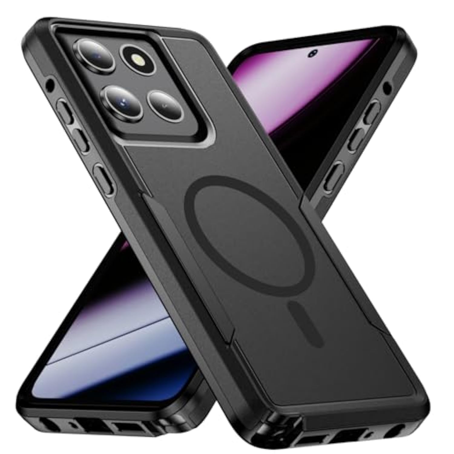 For Moto G Stylus 2025 Case,[Compatible With Magsafe][Military Grade Drop Tested] Heavy Duty Dual-Layer Shockproof Magnetic Tough Rugged Protective Phone Case -6.7 Inch (Black)