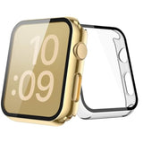 [2 Pack] Gold Case With Screen Protector For Apple Watch Series 3/2 42Mm, 9H Tempered Glass With Ultra Thin Hard Protective Cover For Iwatch [1 Gold + 1 Transparent]
