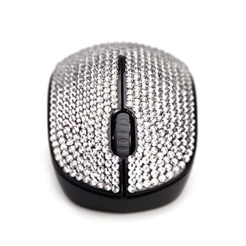 Bling Crystal Rhinestone Wireless Mouse - 2.4G Cordless Mice With Usb Nano Receiver Computer Mouse With Noiseless Click For Laptop, Pc, Tablet, Computer, And Mac - White