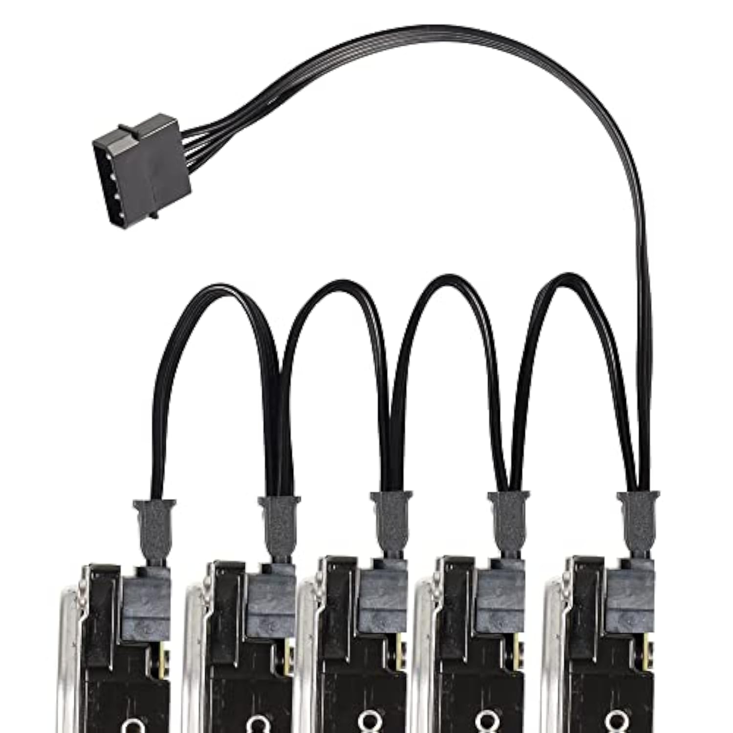 Ide To Sata Power Splitter Cable, Lp4 4 Pin Male To 5 Sata Female Power Extens