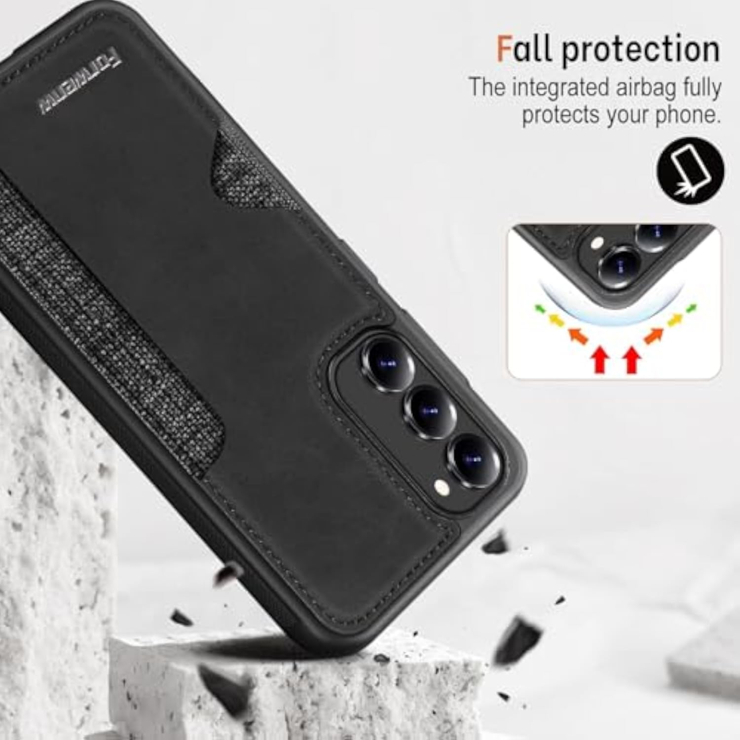 Samsung Galaxy S23 Plus Ultra-Thin Wallet Case with Card Slot, Leather Back Shockproof Protection Cover, 5G Card Slot Case with Card Holder (Black)