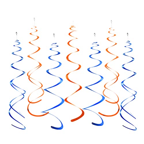 Orange and Royal Blue Foil Swirl Hanging Decoration, Pack of 20