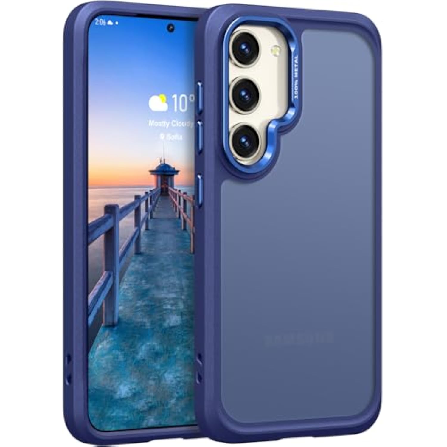For Samsung Galaxy S23 Case, Frosted Anti-Slip Shockproof Durable Case For S23 With Translucent Silky Feel Pc Back, Soft Silicone Edge And Metal Camera Protection, Matte Blue