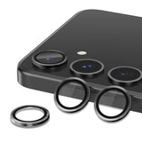 For Samsung Galaxy S25 Plus Camera Lens Protector, Individual Metal Ring Tempered Glass Lens Cover, [Strong Adsorption] Scratch Resistant Ultra-Thin Hd Clear Lens Cover, 1 Set-Black