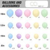 154Pcs Pastel Balloons Different Sizes 18 12 10 5 Inch, Latex Macaron Rainbow Balloons Arch Kit For Easter Themed Party Birthday Wedding Baby Shower Grad Anniversary Decoration