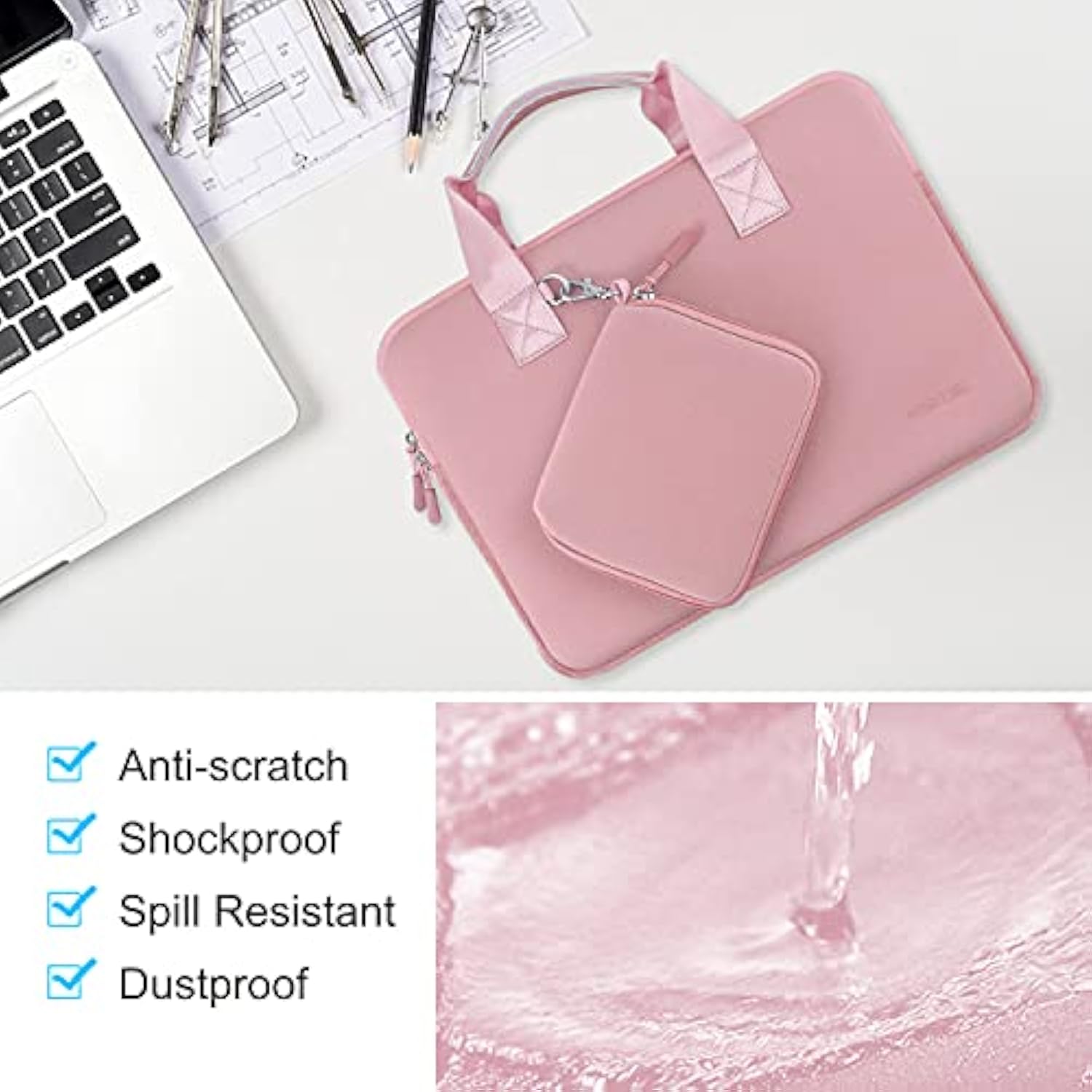 Laptop Sleeve 13.3-14 Inch Case With Small Pouch, Neoprene Computer Bag Compatible With Macbook Pro 14" M4/M3/M2/M1 2025-2021, Mac Air/Pro 13.3" And Most 13-14 Inch Notebooks,P02K01