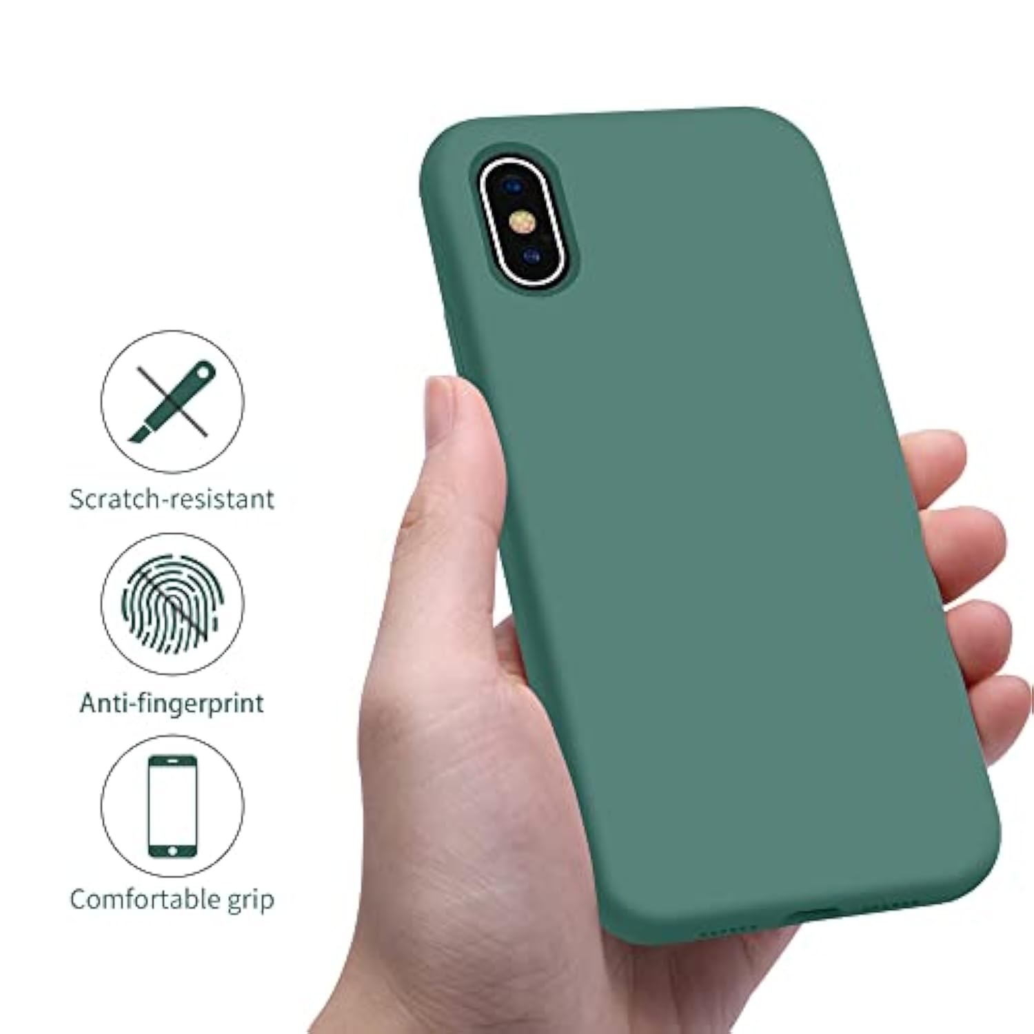 Compatible With Iphone X Case,Ultra Slim Fit Iphone Xs Case Liquid Silicone Iphone 10 Case With Full Body Protection Anti-Scratch Shockproof Bumper, 5.8 Inch, (Pine Green)