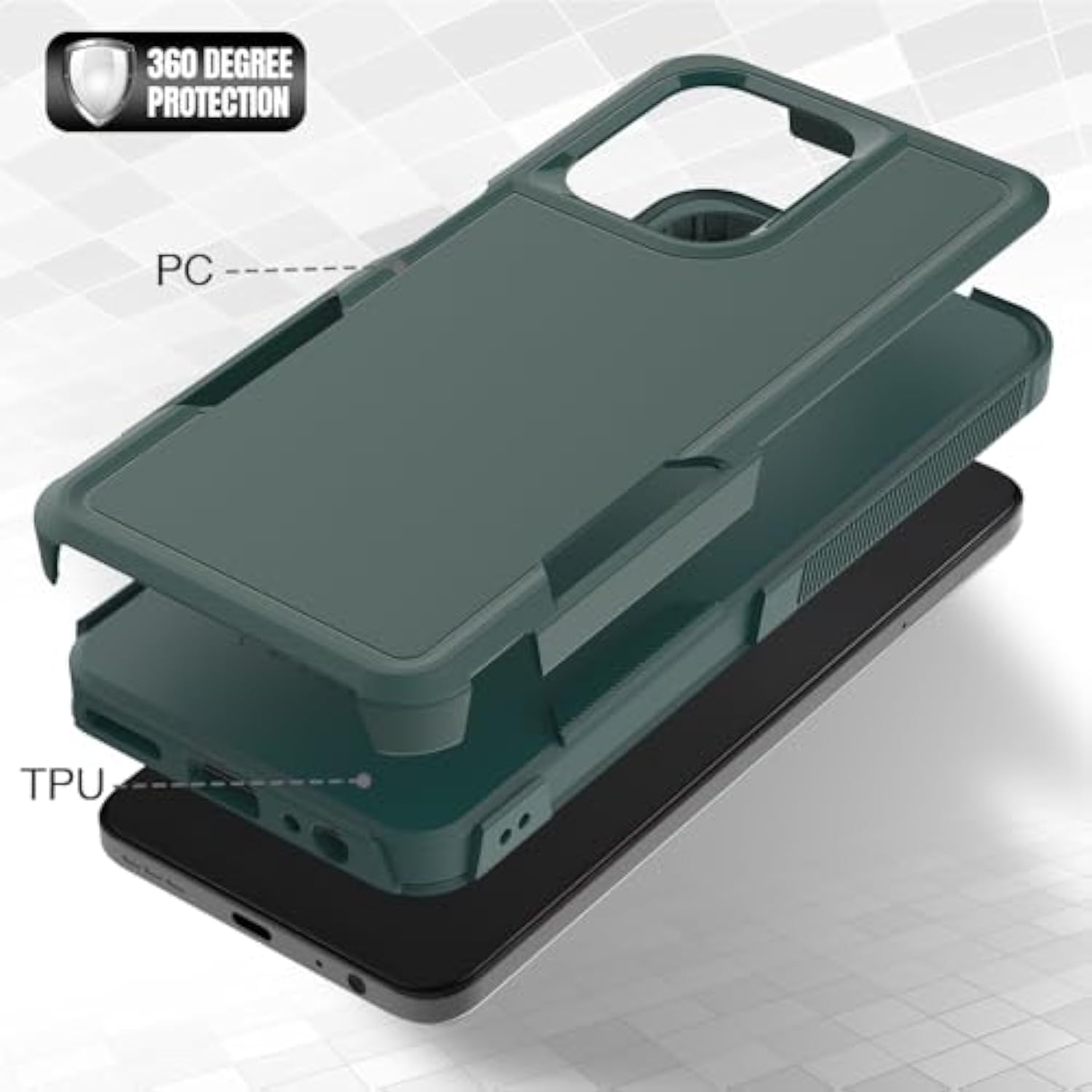 For Motorola Moto G 2025 Case: Dual Layer Protective Heavy Duty Cell Phone Cover Shockproof Rugged With Hd Screen Protector - Military Protection Bumper Tough - Motorola Moto G 2025, Dark Green