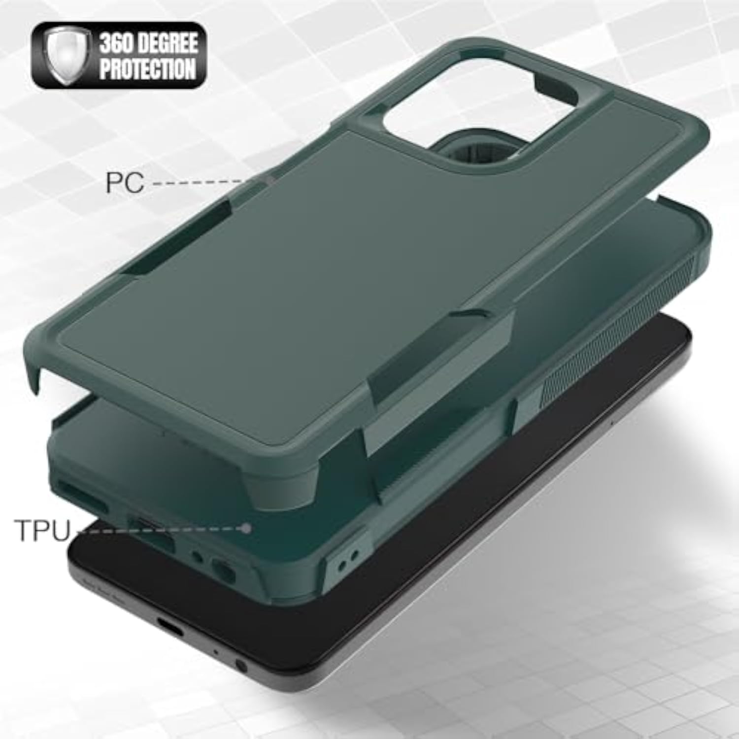 Motorola Moto G 2026 Dual Layer Protective Case with HD Screen Protector - Military Grade Bumper for Moto G 2025/G Play 2026, Dark Green