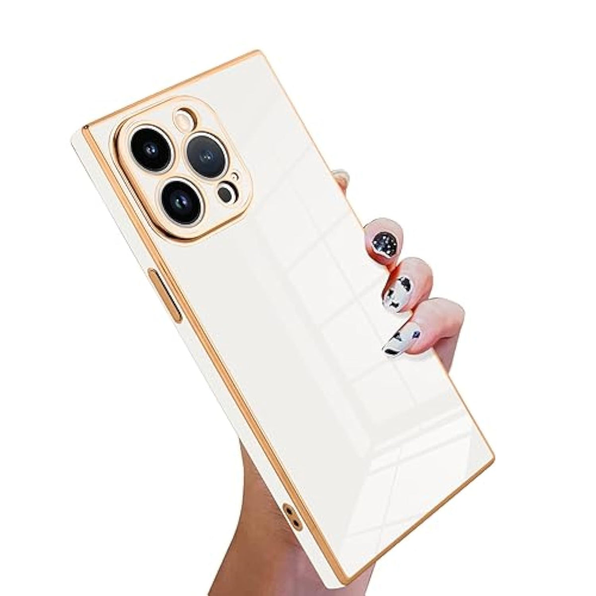 Case Compatible With Iphone 15 Pro Max Luxury Cute Plating Design Case Full-Body Anti-Scratch Shockproof Bumper Protective Cover For Iphone 15 Pro Max 6.7 Inch White