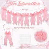 Pink Ribbon Bow Garland Banner, Pink Bow Party Decortions, Women Girls Bow Birthday Decorations, Baby Shower Decor, Tying The Knot Bridal Shower Bachelorette Party Supplies