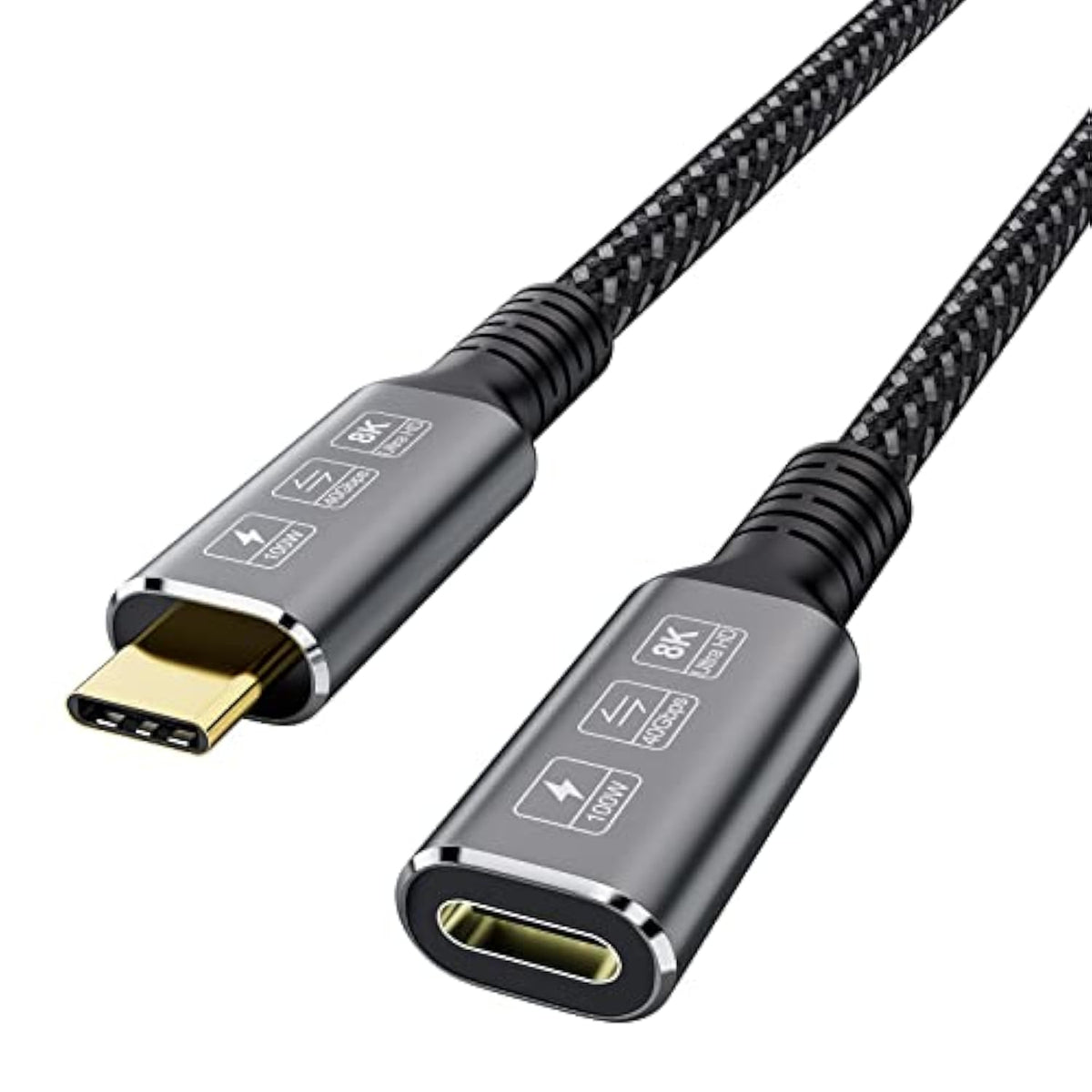 CableDeconn USB4 Extension 8K 240W Cable 0.8M Thunderbolt 4 USB 4.0 Type-c Male to Female Ultra HD 8K@60Hz Charging 40Gbps Data Transfer External SSD eGPU