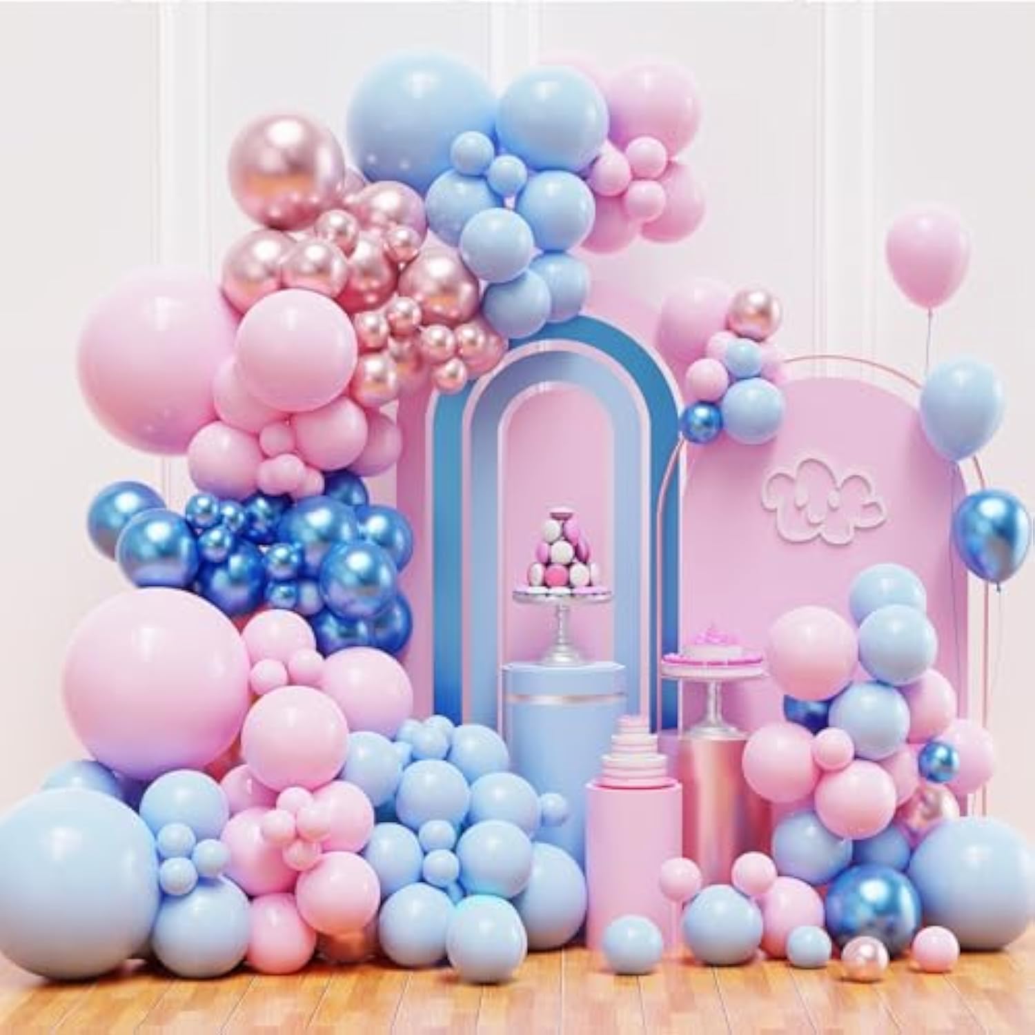 Pink & Blue Balloon Arch Kit  Metallic Balloons for Gender Reveal, Baby Shower, Party Decor