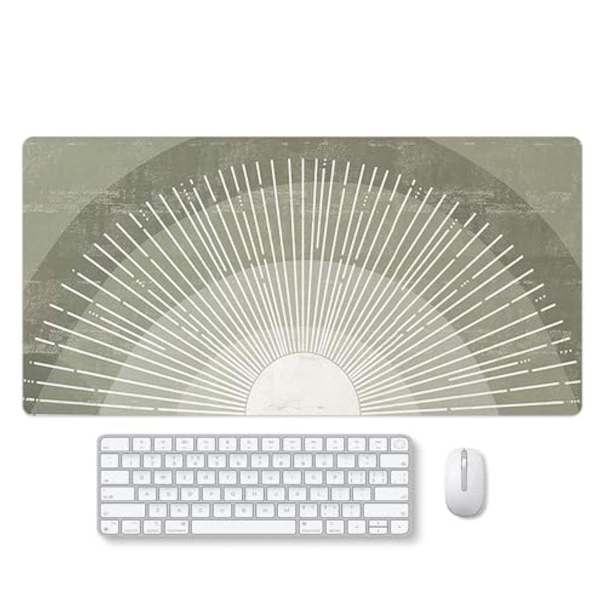 Boho Sage Green Sun With Sun Light Burst Large Mouse Pad 31.5"X15.7" Washable Cute Mousepad For Office Laptop Computer,Non-Slip Rubber Base Mouse Pads For Wireless Mouse,Boho Lovers Gifts