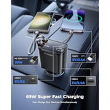 [2025 Upgraded] Retractable Car Charger, 69W Car Phone Charger With Cables Fast Charging, Gifts For Men Women Car Accessories For Iphone 16 15 14 13 12, Samsung, Black