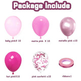 50pcs Pink Balloon Set 12in Metallic Confetti Balloons for Parties and Weddings