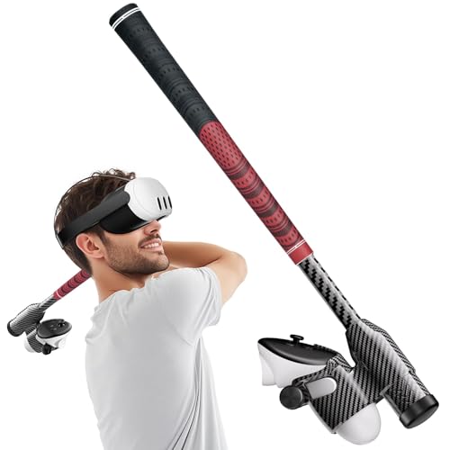 VR Golf Club Attachment for Quest 3/3S - Premium Carbon Fiber Grip, Non-Slip Design & Precision Tracking - Realistic Weighted Controller