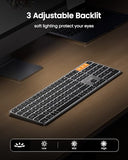 Backlit Bluetooth Keyboard For Mac, K100-A Wireless Quiet Keyboard For Mac, Low Profile, Full Size, Multi-Device, Rechargeable, No Usb, For Macbook Pro/Air, Iphone, Ipad, Space Gray