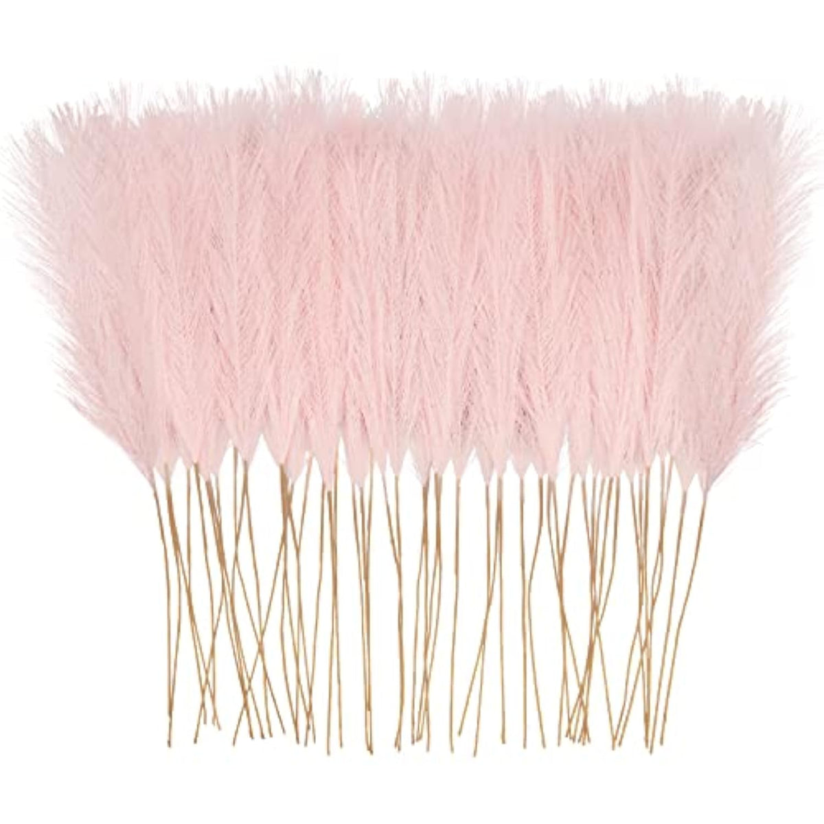 50Pcs Pink Faux Pampas Grass Decor, 21.6" Short Artificial Pompous Grass Floral Fake Pompas Grass Branches Vase Filler Flower Arrangement For Home Wedding Boho Outdoor Decor